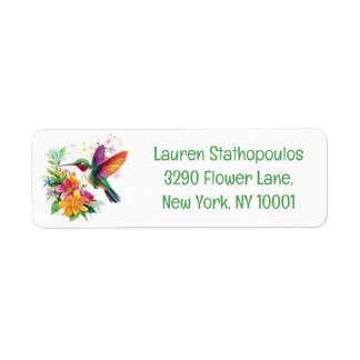 Hummingbird Tropical Flowers Label