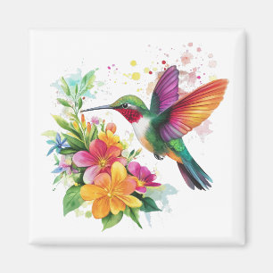 Hummingbird Tropical Flowers Magnet