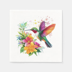 Hummingbird Tropical Flowers Napkins