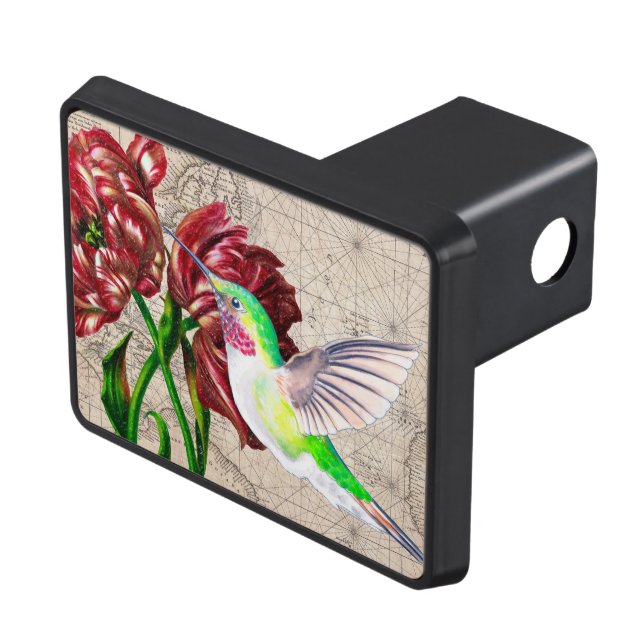 Hummingbird Tulip Map Hitch Cover (Top Right)