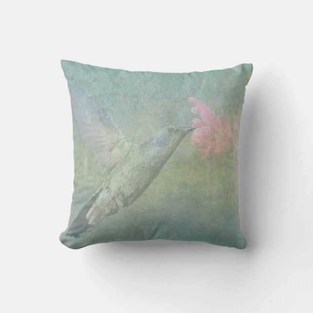 Hummingbird Tune Throw Pillow (Front)