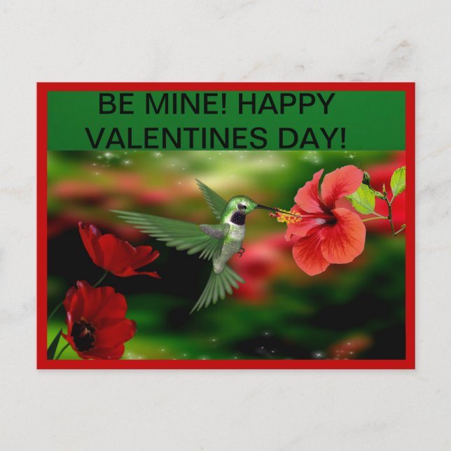 Hummingbird Valentines Day Post Card (Front)