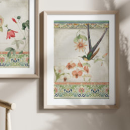Hummingbird Vintage Chinoiserie Floral Decoupage Tissue Paper