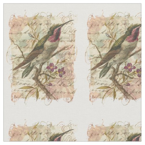 Hummingbird Vintage Collage Fabric