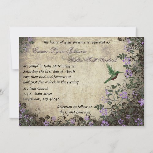 Hummingbird Vintage Wedding Invitation