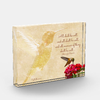 Hummingbird w/Julian of Norwich Acrylic Block