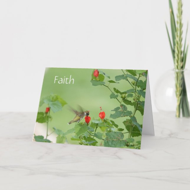 Hummingbird w verse (Luke 1:37) Sympathy Card (Front)