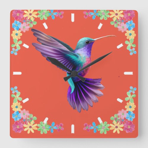 Hummingbird Wall Clock and Flower Frame