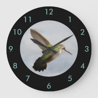 Hummingbird Wall Clock-Home Decor-Blue/Black Large Clock