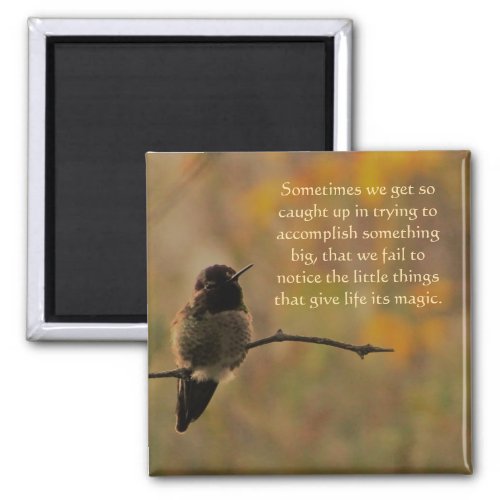 Hummingbird Warm Colors Inspirational Quote Magnet