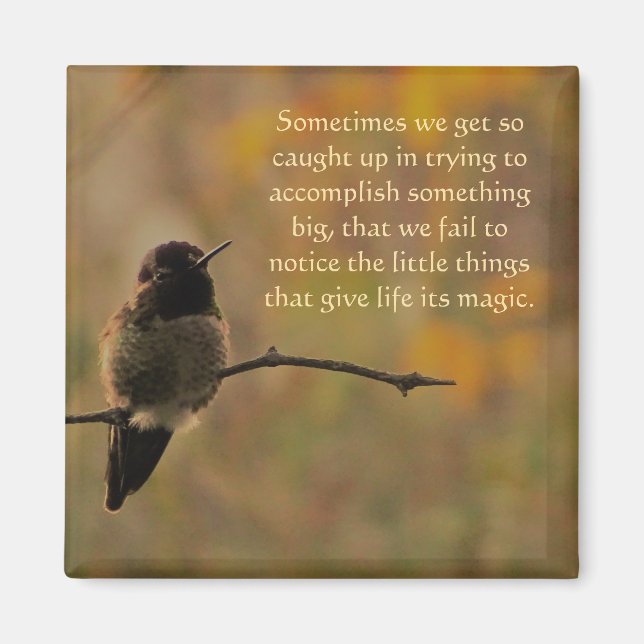 Hummingbird Warm Colors Inspirational Quote Magnet (Front)