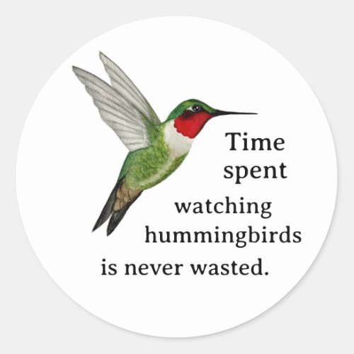 Hummingbird watching classic round sticker