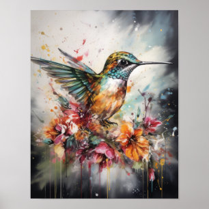 Hummingbird Watercolor Art Print Poster