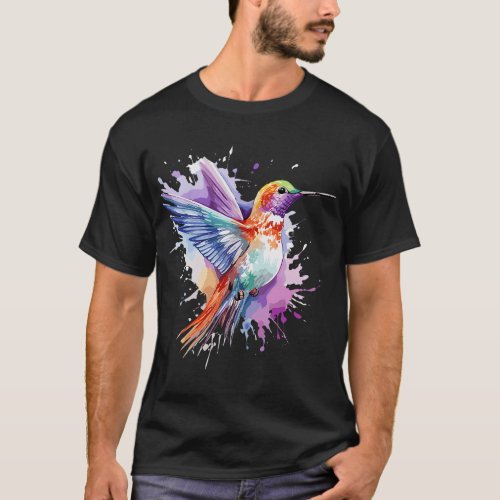 Hummingbird Watercolor Bird 6 T_Shirt