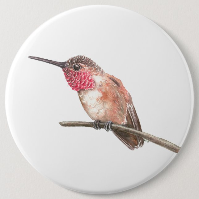 Hummingbird watercolor button (Front)