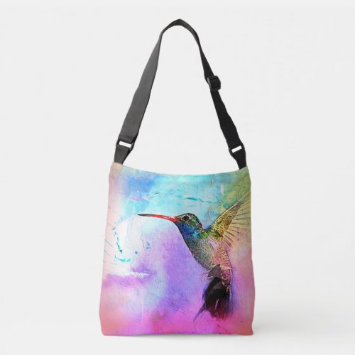 Hummingbird  Watercolor Crossbody Bag