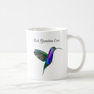 Hummingbird Watercolor Floral Grandma Nana Garden Coffee Mug