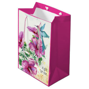 Hummingbird Watercolor Gift Bag (Medium)