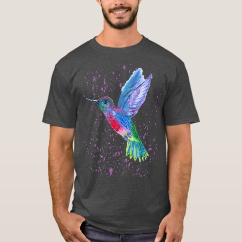 Hummingbird Watercolor Graphic Art Design Bird T_Shirt