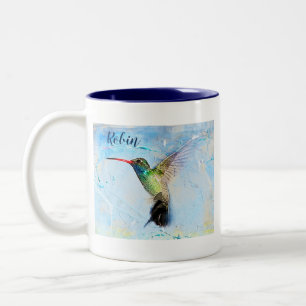 Hummingbird Watercolor Image Personalised Two-Tone Coffee Mug