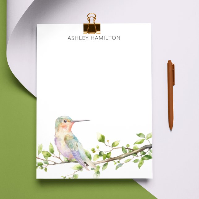 Hummingbird Watercolor Name Note Card (Creator Uploaded)