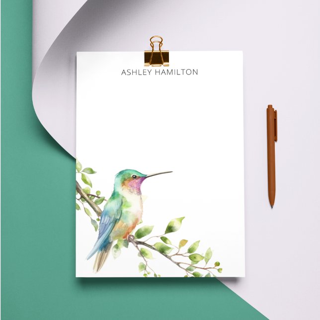Hummingbird Watercolor Name Note Card (Creator Uploaded)