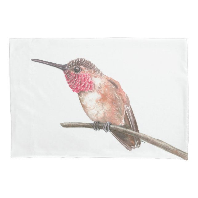 Hummingbird watercolor pillow case (Front)