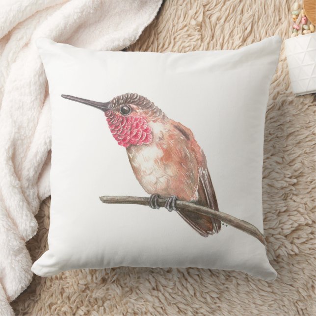 Hummingbird watercolor throw pillow (Blanket)