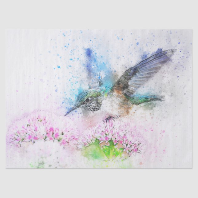 Hummingbird Watercolor Tissue Paper (Front)