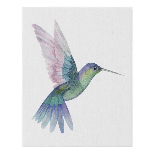 Hummingbird Watercolor Wall Canvas Art & Decor  (Front)