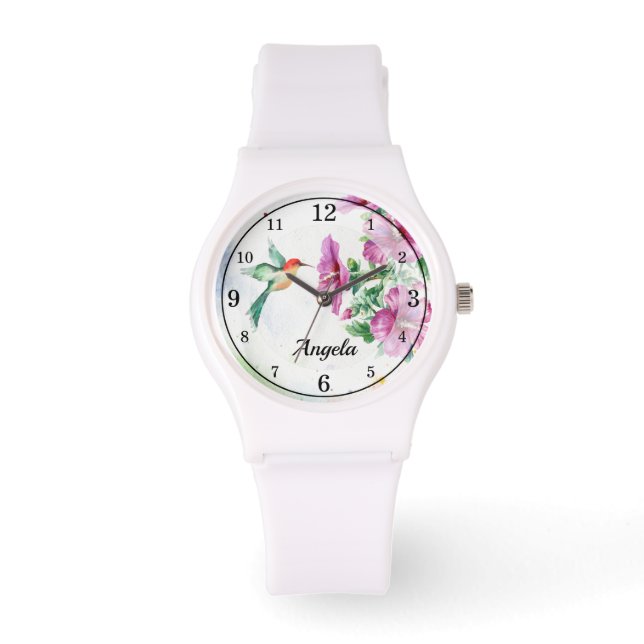Hummingbird Watercolor Watch (Front)
