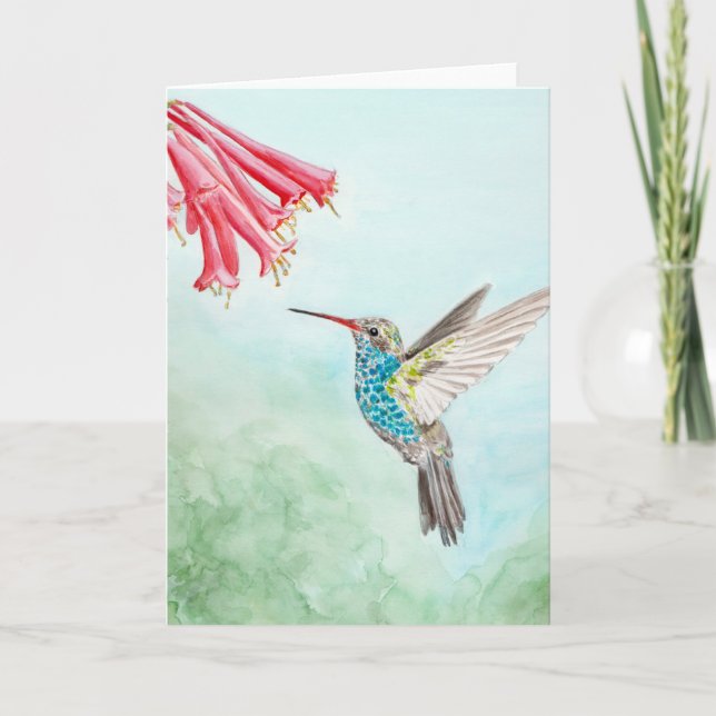 Hummingbird Watercolour print Card (Front)