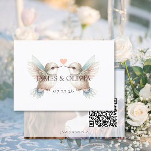 Hummingbird Wedding Add Photo RSVP QR Code Card
