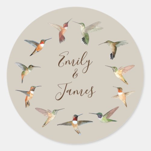 Hummingbird Wedding Classic Round Sticker