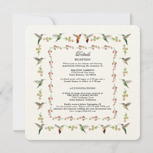 Hummingbird Wedding Details Card
