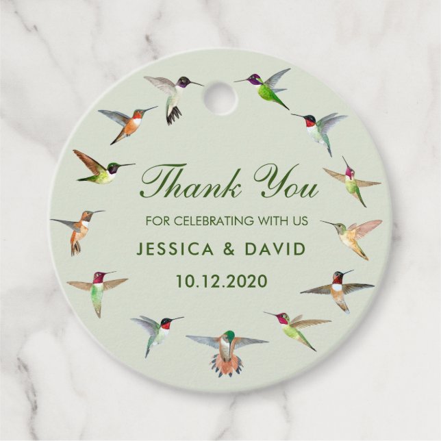 Hummingbird Wedding Favor Tags (Front)