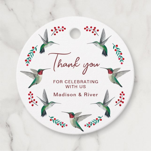 Hummingbird Wedding Favor Tags (Front)