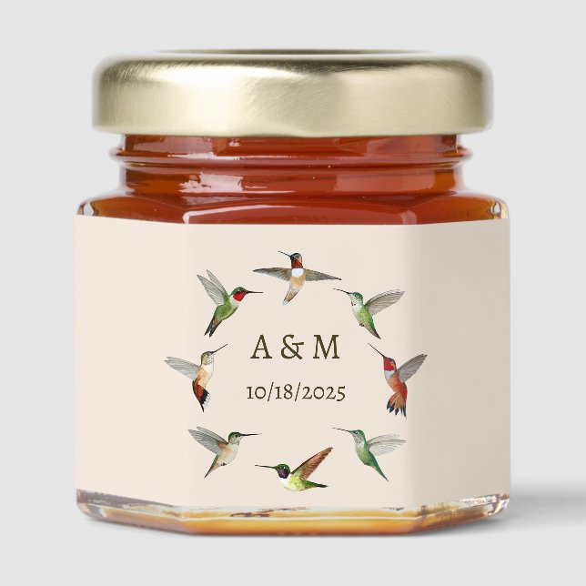 Hummingbird Wedding Honey Jar Favors (Front)