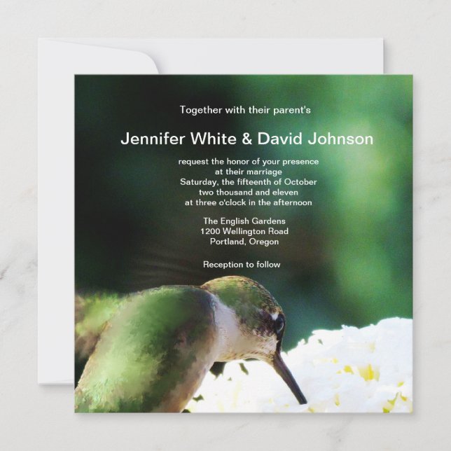 Hummingbird  Wedding Invitation (Front)