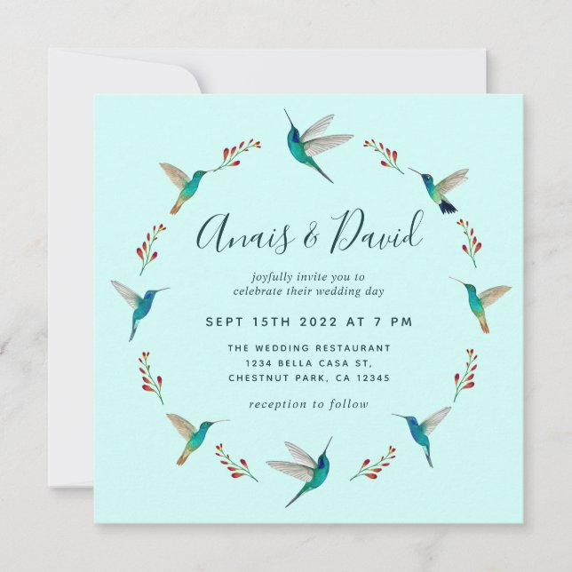 Hummingbird Wedding Invitation (Front)