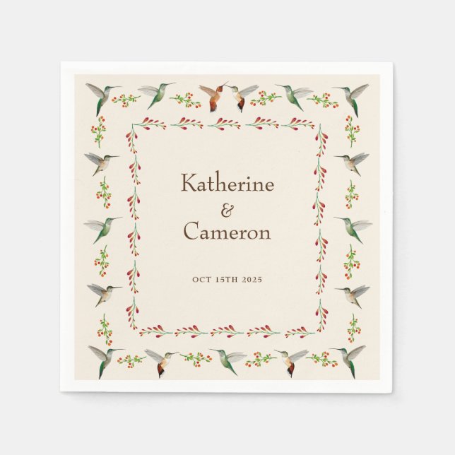 Hummingbird Wedding Napkins (Front)