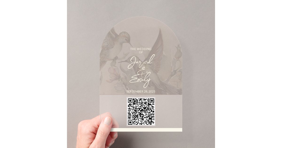 Hummingbird Wedding QR Code Invitation | Zazzle