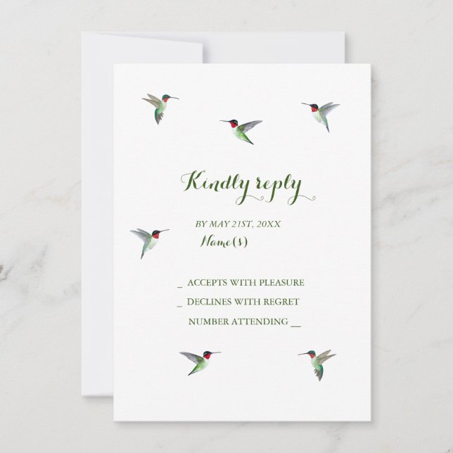 Hummingbird Wedding RSVP Invitation (Front)