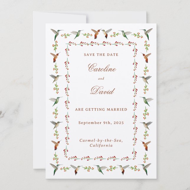 Hummingbird Wedding Save the Date (Front)
