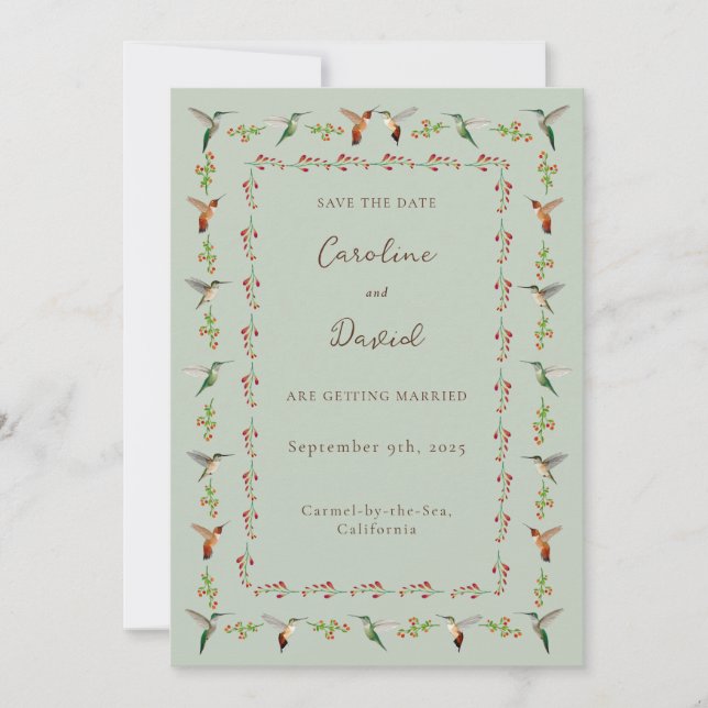 Hummingbird Wedding Save the Date (Front)