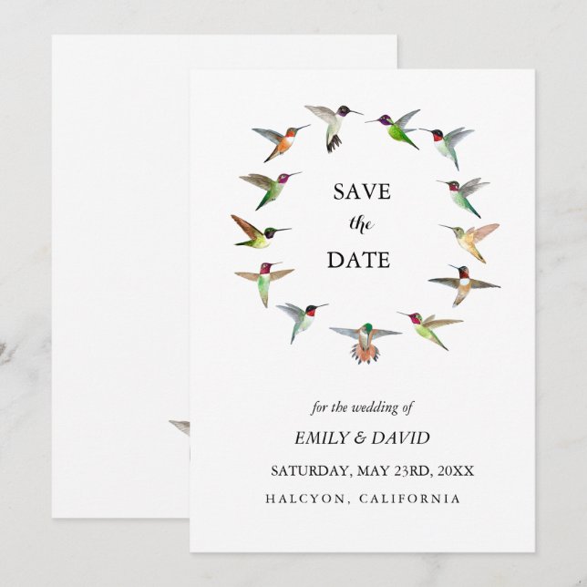 Hummingbird Wedding Save the Date Announcement (Front/Back)