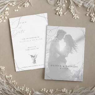 Hummingbird Wedding Save the Date Black and White Foil Invitation
