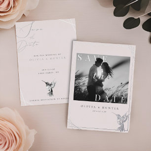 Hummingbird Wedding Save the Date Photo Overlay Foil Invitation