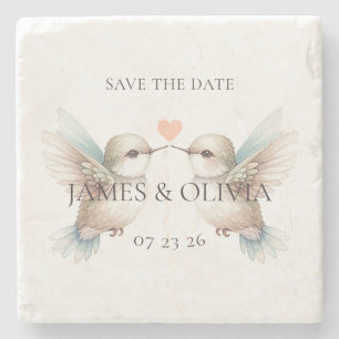Hummingbird Wedding Save the Date Stone Coaster