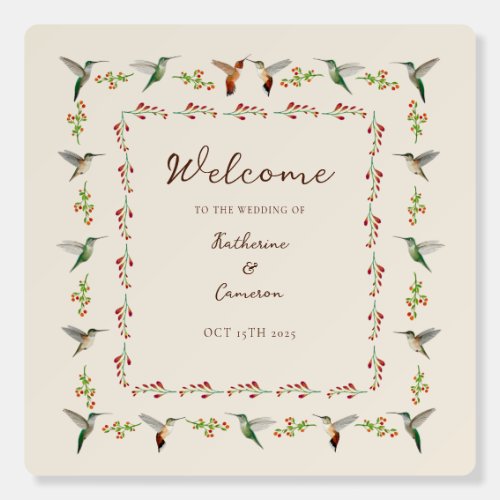 Hummingbird Welcome Wedding Sign